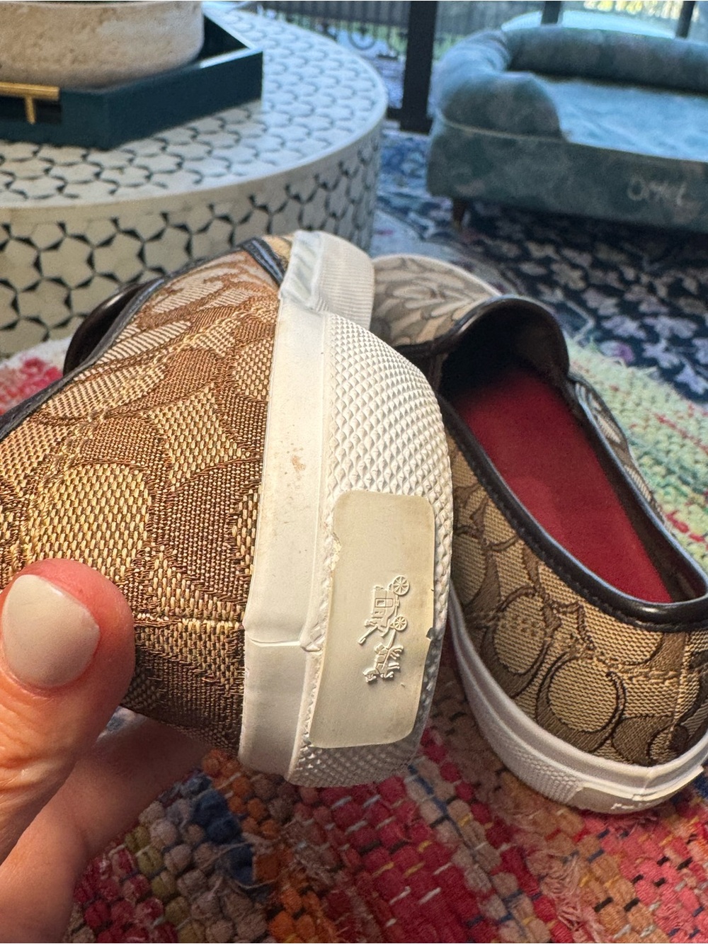 Coach Chrissy Slip-on Sneakers in khaki and brown signature logo - Picture 6 of 9